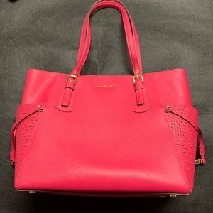 Michael Kors Dark Pink Large Tote with Star cutout details on sides